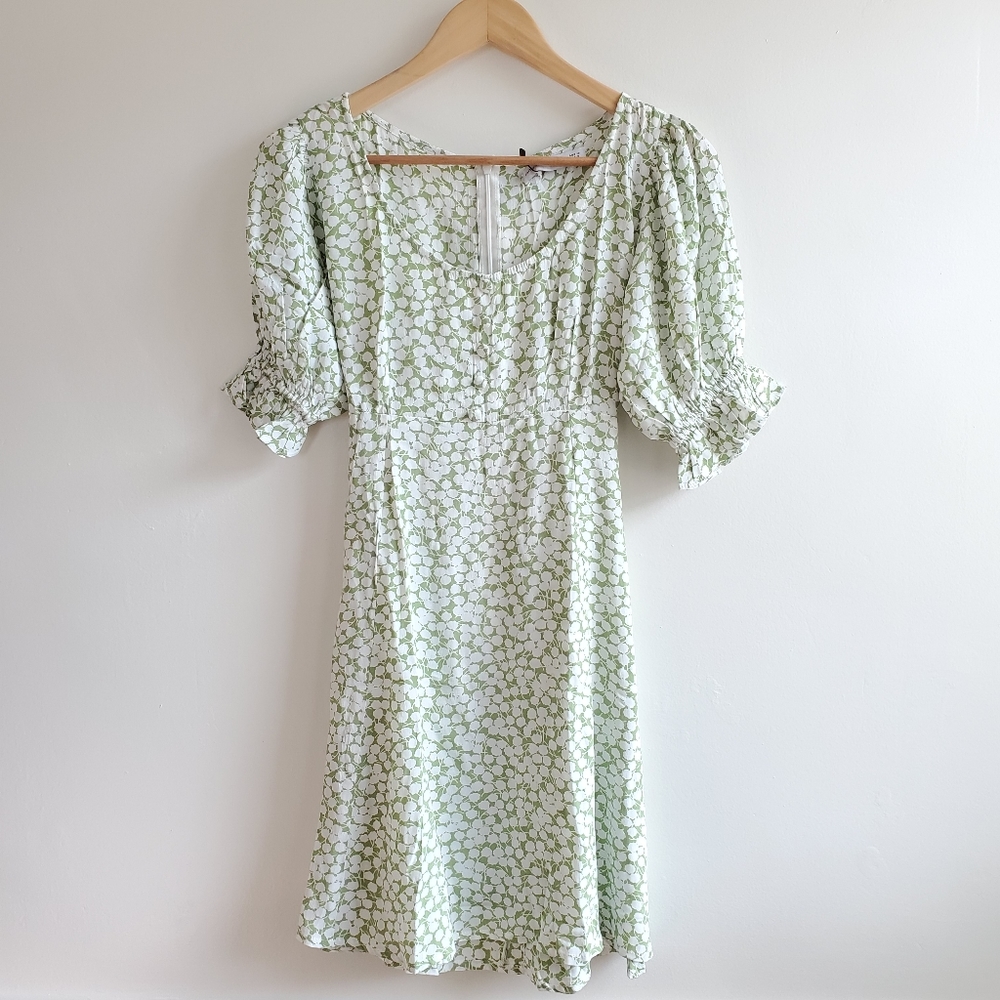 Faithfull The Brand La Barben Bella Floral Avocado Green Mini Dress NWT - Picture 8 of 14